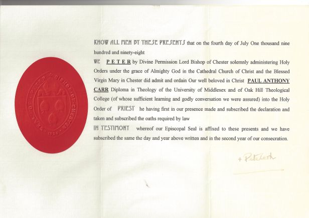 Priesting Certificate