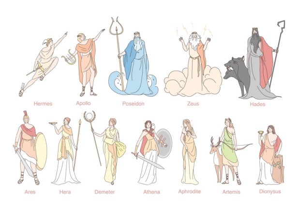 Ancient greek gods set concept